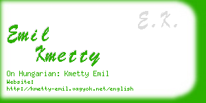 emil kmetty business card